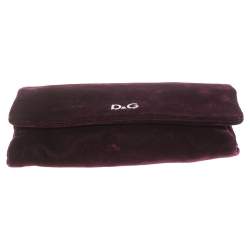 Pre Owned Dolce & Gabbana Purple Velvet Sasha Pearl Chain Bag