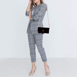 Pre Owned Dolce & Gabbana Purple Velvet Sasha Pearl Chain Bag