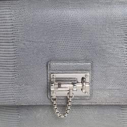 Dolce & Gabbana Stone Blue Lizard Embossed Leather Medium Miss Monica Top Handle Bag