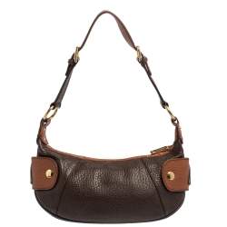 Pre Owned Dolce & Gabbana Brown Leather Buckle Baguette Bag
