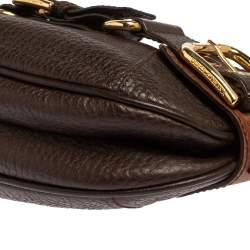 Pre Owned Dolce & Gabbana Brown Leather Buckle Baguette Bag