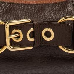 Pre Owned Dolce & Gabbana Brown Leather Buckle Baguette Bag