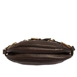 Pre Owned Dolce & Gabbana Brown Leather Buckle Baguette Bag