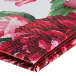 مملوكة مسبقًا Dolce & Gabbana White Floral Print Leather Flap Card Case