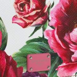 مملوكة مسبقًا Dolce & Gabbana White Floral Print Leather Flap Card Case
