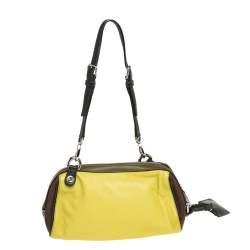 Pre Owned Dolce & Gabbana Green/Brown Leather and Calfhair Miss Pocket Bag