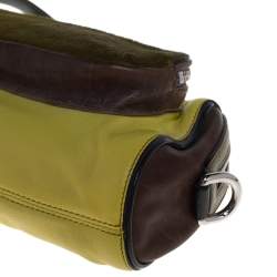 Pre Owned Dolce & Gabbana Green/Brown Leather and Calfhair Miss Pocket Bag