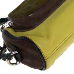 Pre Owned Dolce & Gabbana Green/Brown Leather and Calfhair Miss Pocket Bag