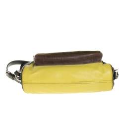 Pre Owned Dolce & Gabbana Green/Brown Leather and Calfhair Miss Pocket Bag