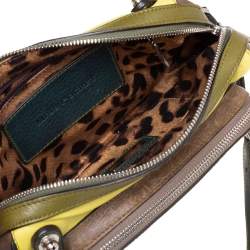 Pre Owned Dolce & Gabbana Green/Brown Leather and Calfhair Miss Pocket Bag