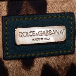 Pre Owned Dolce & Gabbana Green/Brown Leather and Calfhair Miss Pocket Bag