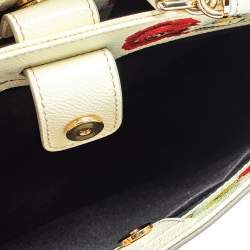 Pre Owned حقيبة يد دولتشي أند غابانا ميس سيسيلي صغرة جلد مطبوع مورد كريمي 