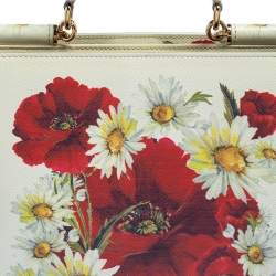 Pre Owned حقيبة يد دولتشي أند غابانا ميس سيسيلي صغرة جلد مطبوع مورد كريمي 