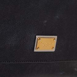 Pre Owned Dolce & Gabbana Black Leather Medium Miss Sicily Top Handle Bag