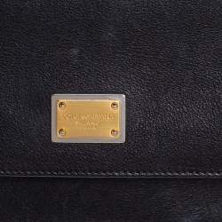 Pre Owned Dolce & Gabbana Black Leather Medium Miss Sicily Top Handle Bag