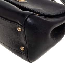 Pre Owned Dolce & Gabbana Black Leather Medium Miss Sicily Top Handle Bag