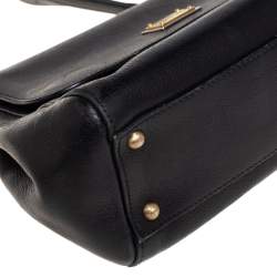 Pre Owned Dolce & Gabbana Black Leather Medium Miss Sicily Top Handle Bag