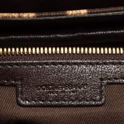 مملوكة مسبقًا حقيبة يد علوية دولتشي أند غابانا ميس دولتشي جلد ثعبان وكانفاس طباعة فهد بني