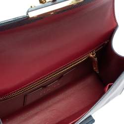 Pre Owned Dolce & Gabbana Blue Lizard Embossed Leather Lucia Top Handle Bag