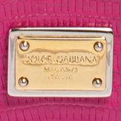 مملوكة مسبقًا محفظة دولتشى أند غابانا طية ثلاثية جلد نقش سحلية وردية