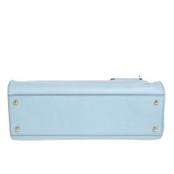 Pre Owned Dolce & Gabbana Powder Blue Leather Large Sicily Top Handle Bag