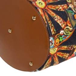 Pre Owned Dolce & Gabbana Printed Canvas and Leather Shopper Tote
