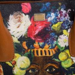Pre Owned Dolce & Gabbana Printed Canvas and Leather Shopper Tote