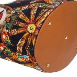 Pre Owned Dolce & Gabbana Printed Canvas and Leather Shopper Tote