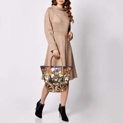 Pre Owned Dolce & Gabbana Printed Canvas and Leather Shopper Tote