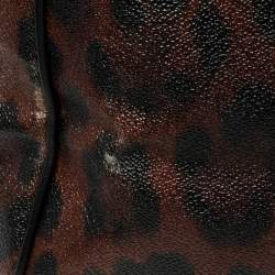 مملوكة مسبقًا Dolce & Gabbana Brown Leopard Print Coated Canvas Large Miss Sicily Top Handle Bag