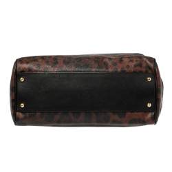 مملوكة مسبقًا Dolce & Gabbana Brown Leopard Print Coated Canvas Large Miss Sicily Top Handle Bag