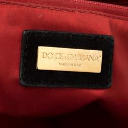 Pre Owned حقيبة دولتشي أند غابانا بإطار حواف جلد ثعبان أسود