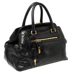 Pre Owned حقيبة دولتشي أند غابانا بإطار حواف جلد ثعبان أسود