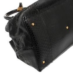 Pre Owned حقيبة دولتشي أند غابانا بإطار حواف جلد ثعبان أسود