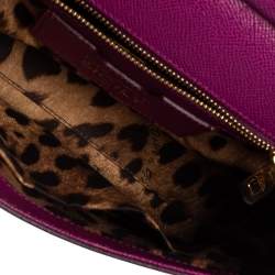 Pre Owned Dolce & Gabbana Pink Leather Medium Miss Sicily Top Handle Bag
