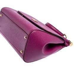 Pre Owned Dolce & Gabbana Pink Leather Medium Miss Sicily Top Handle Bag