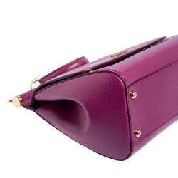 Pre Owned Dolce & Gabbana Pink Leather Medium Miss Sicily Top Handle Bag