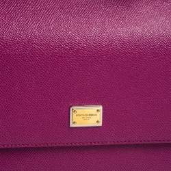 Pre Owned Dolce & Gabbana Pink Leather Medium Miss Sicily Top Handle Bag