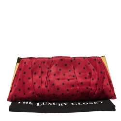 Pre Owned حقيبة كلتش دولتشي أند غابانا إطار قماش بولكا دوت أسود و أحمر