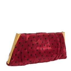 Pre Owned حقيبة كلتش دولتشي أند غابانا إطار قماش بولكا دوت أسود و أحمر