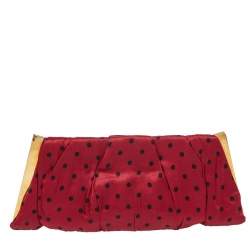 Pre Owned حقيبة كلتش دولتشي أند غابانا إطار قماش بولكا دوت أسود و أحمر