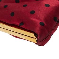 Pre Owned حقيبة كلتش دولتشي أند غابانا إطار قماش بولكا دوت أسود و أحمر