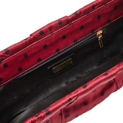 Pre Owned حقيبة كلتش دولتشي أند غابانا إطار قماش بولكا دوت أسود و أحمر