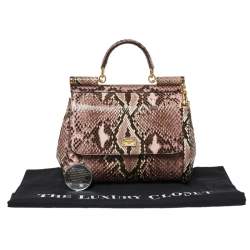 Pre Owned Dolce & Gabbana Multicolor Python Medium Miss Sicily Top Handle Bag