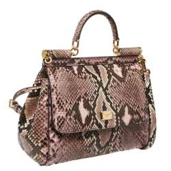 Pre Owned Dolce & Gabbana Multicolor Python Medium Miss Sicily Top Handle Bag