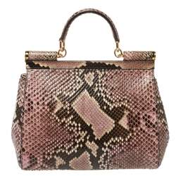 Pre Owned Dolce & Gabbana Multicolor Python Medium Miss Sicily Top Handle Bag