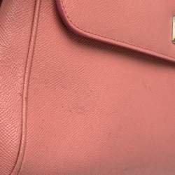 Pre Owned Dolce & Gabbana Pink Leather Large Miss Sicily Top Handle Bag