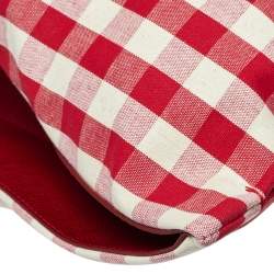 Pre Owned حقيبة يد توتس دولتشي أند غابانا أي لوف بيتزا قماش كاروهات أحمر/أبيض و جلد سحلية بترتر