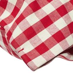 Pre Owned حقيبة يد توتس دولتشي أند غابانا أي لوف بيتزا قماش كاروهات أحمر/أبيض و جلد سحلية بترتر