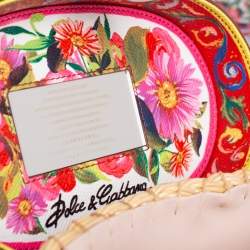 Pre Owned Dolce & Gabbana Multicolor Wicker, Leather and Straw Crystal Embellishment Bag
